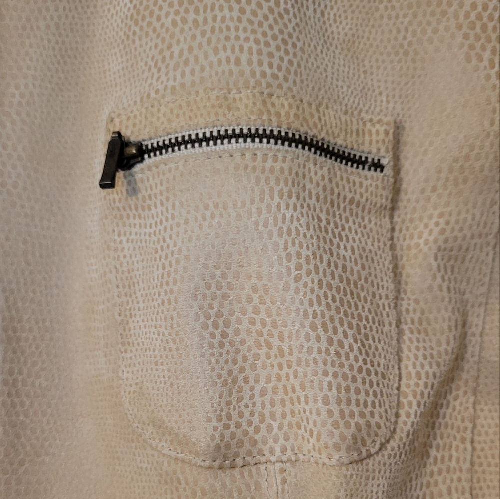 Leather Jacket Alfani Tan Large Leather Zip Up Front - Picture 7 of 13